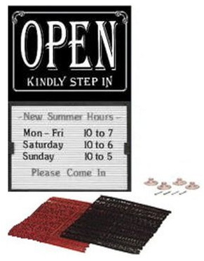 Glassmate Vertical Open/Closed Message Slider Board Sign |14W x 20H (Black)