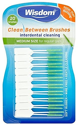 Wisdom WIS8654 Medium Green Clean Between Interdental Brushes - Total 60 by Wisdom
