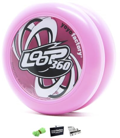 YoyoFactory Loop 360 Yo-Yo - Rose (Idéal pour Les débutants, Jeu Yoyo Moderne, Roulement à Billes en Métal, Ficelle Et Instructions Incluses)