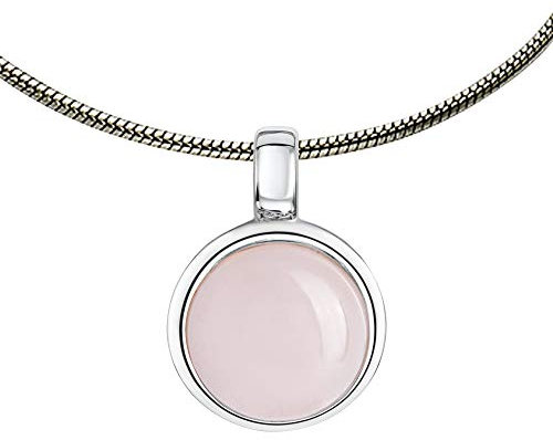 Zeeme Gemstones Damen Halskette 925/- Sterling Silber 42+5cm Rhodiniert Rosenquarz weiß 500244740