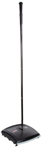 Rubbermaid Commercial Products Executive Series 7.5 Dual-Action Bristle Mechanical Sweeper Cordless Black Collects Dust Dirt and Debris from Hard Floors and Carpet