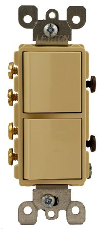 Leviton 15 Amp, 120/277 Volt, Decora Brand Style 3-Way / 3-Way AC Combination Switch, Commercial Grade, Grounding, 5643-I, Ivory