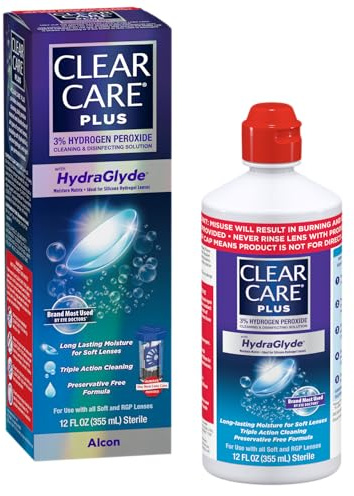 Clear Care Plus Cleaning & Disinfecting Contact Lens Solution with Lens Case, Clear, 12 Fl Oz