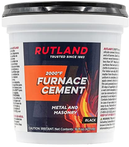 Rutland Furnace Cement, Pre-Mixed High Temperature Cement for Metal, Cast Iron and Steel - Repair Wood Stoves, Boilers & Gas Ceramic Logs - Made in USA, Black, 16 oz