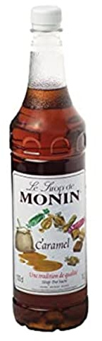 MONIN Premium Caramel Syrup 1L for Coffee and Cocktails. Vegan-Friendly, Allergen-Free, 100% Natural Flavours and Colourings