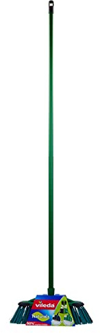 Vileda 129274 Scopa con Manico per Interni, Ogni Tipo di Sporco e di Pavimento, Verde