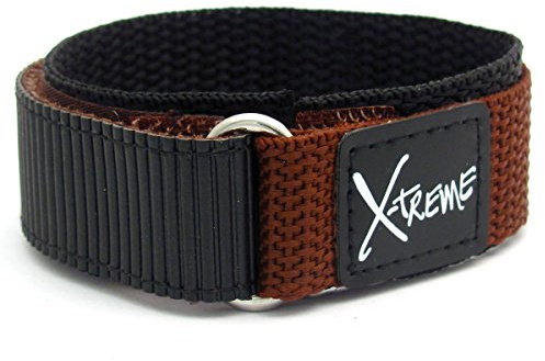 X-Treme Tough Sports Watch Strap Band Men's Hook and Loop Rip Tab Fastening 20mm - Brown