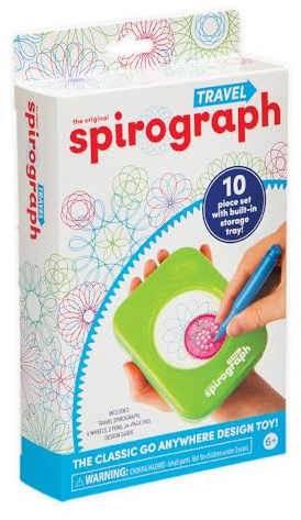 Spirograph Travel Set | Create Amazing Designs On The Go | 10-Piece Set With Built - In Storage Tray | Arts & Crafts Activity For Travelling | For Ages 5+