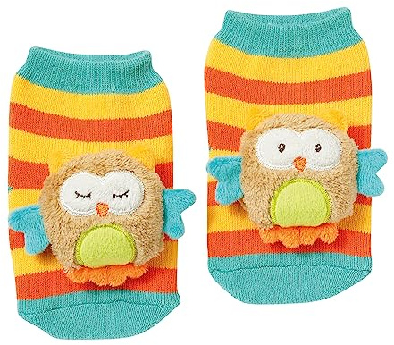 Fehn calcetín sonajero búho - Calcetines de actividades para bebés con simpáticos animales para agarrar, sacudir, patear y hacer ruidos - juguetes educativos para bebés de 0 a 12 meses