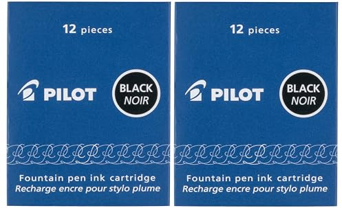 Pilot Namiki IC100 Lot de 2 cartouches d'encre pour stylo plume Noir 12 cartouches par paquet
