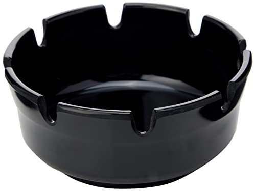 PIAZZA - Posacenere da Esterno Design Rotondo in Plastica 10 cm - Posacenere da Tavolo per Sigarette e Sigari adatto per Casa, Giardino, Bar, Ristoranti, Hotel - Colore Nero