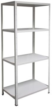 SCHULTE Regalwelt Steckregal mit 4 PowerMAX Fachböden, 65 kg Tragkraft, 190x100x40 cm (HxBxT), weiß, Lagerregal, Werkstattregal, Kellerregal, Garagenregal, Metallregal