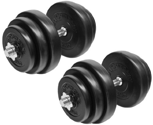 Bad Company Lot d'haltères courts I Disques d'haltères gainés de plastique avec barres d'haltères courtes 30/31 mm dans différentes catégories de poids I 2 x 20 kg
