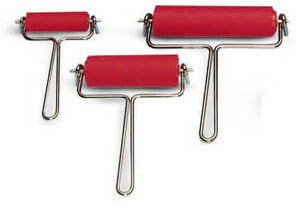 Linol-Farbwalze mit Drahtbügel, Breite 120 mm