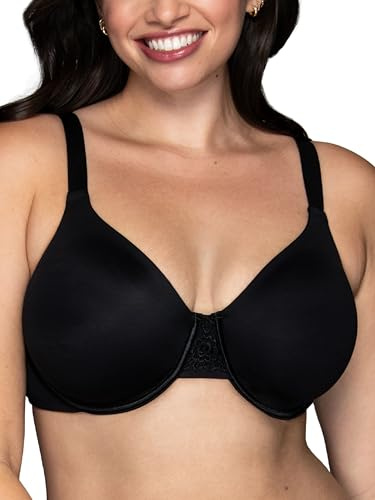 Vanity Fair Women's Beauty Back Smoothing Minimizer Bra, Minimizes Bust Line up to 1.5, Non Padded Cups up to H - Midnight Black, 38DD