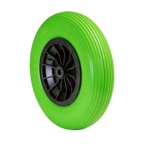 WAGNER Schubkarrenrad - PANNENSICHER - PU geschäumtes Rad, Durchmesser Ø Rad 400 mm, Felge 75 mm, Achse 20 mm, Tragkraft 100 kg - 04840201