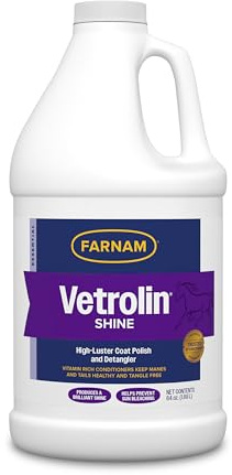 Farnam Vetrolin Shine, High-Luster Coat Polish and Detangler Spray, Ideal for Horses and Dogs, 64 oz.