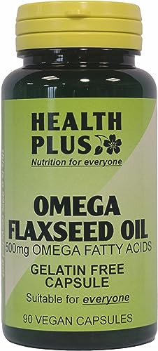 Health Plus Omega Flaxseed Oil 500mg : Omega-3, Omega-6 & Omega-9 Women's Health Supplement - 90 Gelatin Free Capsules, in a planet-friendly 99% recycled pot