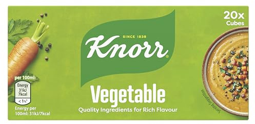Knorr Vegetable Stock Cubes gluten-free to add a rich flavour to vegetable-based and vegetarian meals 20x 10 g