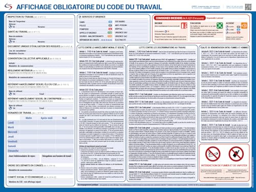 Affichage obligatoire 2025 - Panneau plastifié - Feutre + fixations OFFERTS