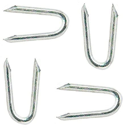 Merriway BH03720 (50 gm) Galvanised Netting Staple U-Nail, 20 mm (3/4 inch) x 2.1 mm - Pack of 50 gm (Approx. 48pcs)