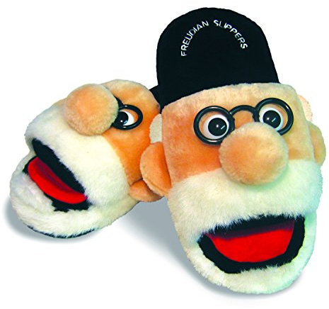 Medium Freudian Slippers - Comfy Plush Slip-On Footwear with Sigmud Freud's Head and a Comfortable Built in Sock Tongue Black