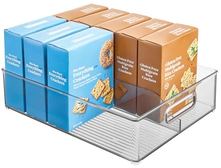 iDesign Divided Storage Bin with Handle for Pantry, Fridge, or Freezer, Clear, Made in USA