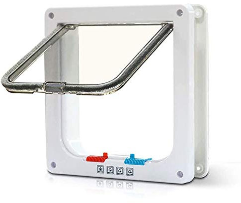 PetsN'all Katzentür Katzenklappe Innentür 4 Wege Magnet-Verschluss, Hundeklappe für Fliegengitter, für Katzen, Hunde Haustierklappe, Leichte Installation mit Teleskoprahmen