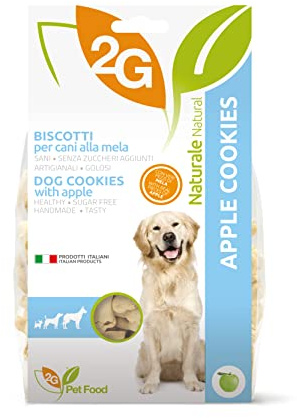 2G Pet Food Apple Cookies Biscotti naturali alla mela per cani di tutte le taglie Snack salutare e delizioso con ingredienti 100% naturali Made in Italy