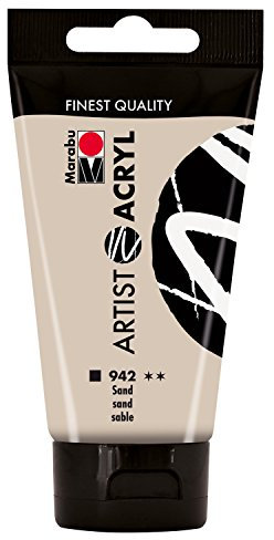 Marabu 12200002942 - Artist Acryl sand 75 ml, feine Acrylfarbe in Künstlerqualität, auf Wasserbasis, pastose Konsistenz, hoch pigmentiert, sehr gute Brillanz und Deckkraft