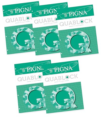 Pigna 00609764M - Blocco Collati con 4 Fori A5, 50 Fogli, confezione da 5