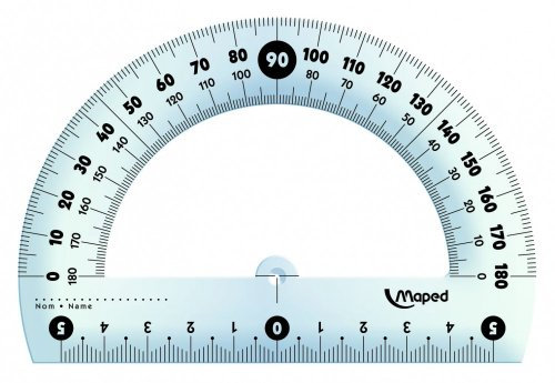 Maped M146134 - Winkelmesser, 180 Grad, 1 Stück, 12 cm mit Schutzhülle