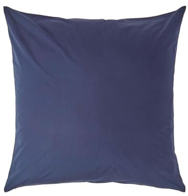 HOMESCAPES Perkal Kissenbezug 80x80 cm dunkelblau, Kissenhülle mit Reißverschluss, 100% ägyptische Baumwolle, Fadendichte 200