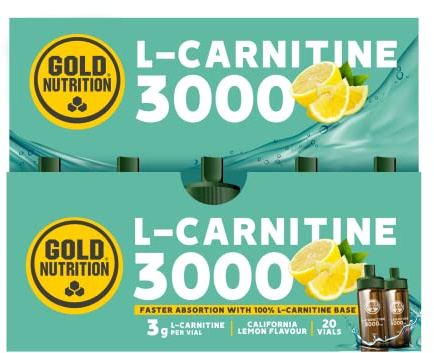 L-Carnitina 3000 Gold Nutrition 20 Unidosis x 10ml| Ayuda al cuerpo a producir Energía, y mejorar el Rendimiento Deportivo | sin lactosa, sin Gluten