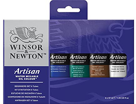 Winsor & Newton 1590251 Artisan wassmischbare Ölfarbe - Ölfarbenset, hohe Pigmentkonzentration, gute Deckkraft & Lichtechtheit - 6 Ölfarben in 37ml Tuben