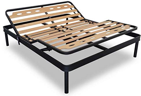 EVERGREENWEB MATERASSI & BEDS Elektrisch Lattenrost XXL aus orthopädische Stahlrahmen mit 14 Leisten Schichtholz H35 cm - 90x190 | Tecna Plus