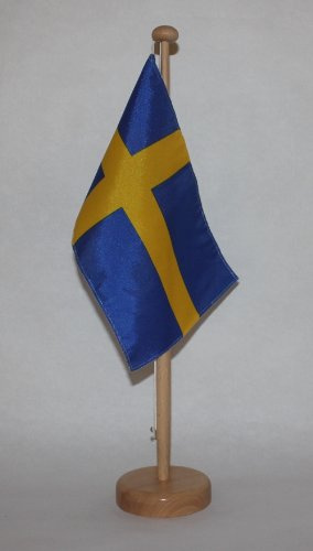 Buddel Bini Sverige bordsflagga 15 x 25 cm i professionell kvalitet, endast bordsflagga