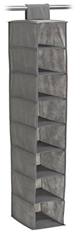 Zeller 14614 Hänge-Aufbewahrung, 8 Fächer, Vlies, Stoff, grau, 18 x 30 x 105 cm