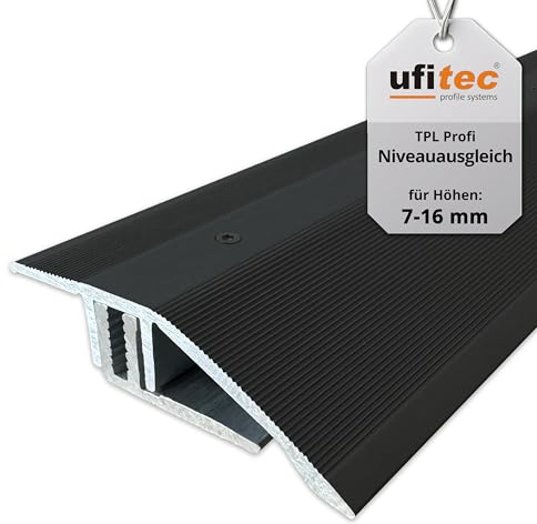 ufitec profilsystem för parkett- och laminatgolv – för beläggningshöjder på 7-16 mm – finns i många färger (nivåutjämningsprofil 270 cm lång, brons mörk)