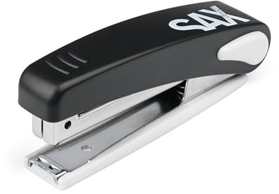 SAX 219 Heftgerät, für bis zu 10 Blatt, modernes und stilvolles Design, aus robustem Metall, manueller Hefter, geeignet für Büro, Schule und Zuhause, effiziente Handhabung, Schwarz