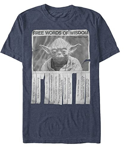 Star Wars Men's Words of Wisdom T-Shirt, Navy Heather, Small