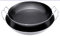 Paella-Eisenpfanne aus gebläutem Stahl, Materialstärke 1,5 mm, Griffe ungeschwärzt, induktionsgeeignet | ERK (A4 - Ø 60 cm)