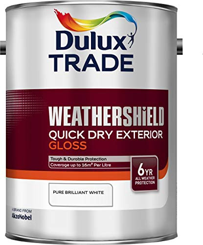 Dulux Trade Weathershield Quick Dry Exterior Gloss Pure Brilliant White 5 Litres