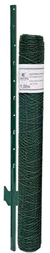 Niederberg Metall Maschendrahtzaun Set - 15m x 1m Zaun - 12 Pfosten - 13x13 Zaunset Verzinkt Grün