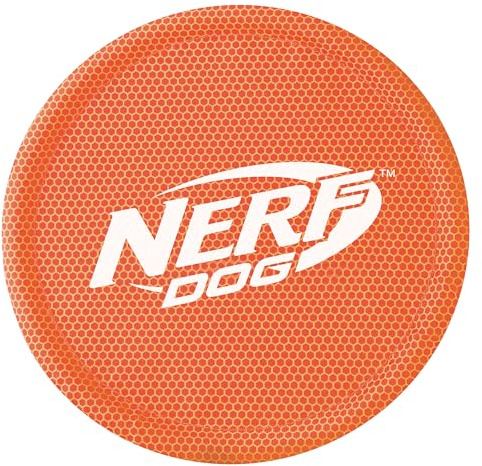 Nerf Dog Nylon Flyer Hundespielzeug, Fliegende Scheibe, leicht, langlebig und wasserabweisend, ideal für Strand und Pool, 22,9 cm Durchmesser, für mittelgroße/große Rassen, Einzeleinheit, Orange