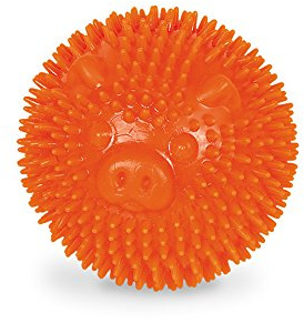 Nobby Spiky Jouet Balle + Bip en Forme Cochon Thermoplastique pour Chien Orange 6,5 cm