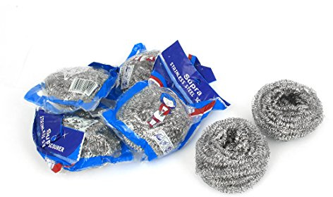 uxcell Steel Wire Kitchen Dish Spiral Scrubbing Cleaning Ball Cleaner Scourer Set Pan Scourer 6pcs Silver Gray