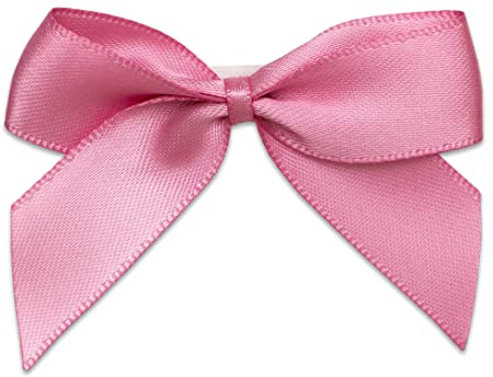 Italian Options Small Satin Ribbon Bows, Self Adhesive Bow Decorations for Crafts, Gift Wrap, Hampers, Hair Bows, Wedding Stationery, Floristry, Christmas, Cakes, Crafting, Antique Pink, 12 Pack, 5 cm