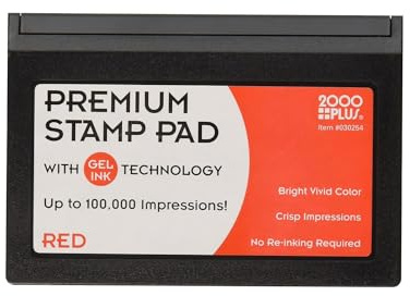2000 PLUS Stamp Pad, Premium Gel Stamp Pad for Red Ink, Size Number 1, Long Lasting 2.75” by 4.25” (030254)