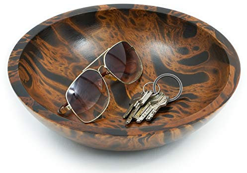 Leewadee Decorative Mango Wood Tray – Exotic Bowl Made of Mango Wood, Sophisticated Bowl for Fruit or Decoration, Handmade, 26 x 7 cm, Brown